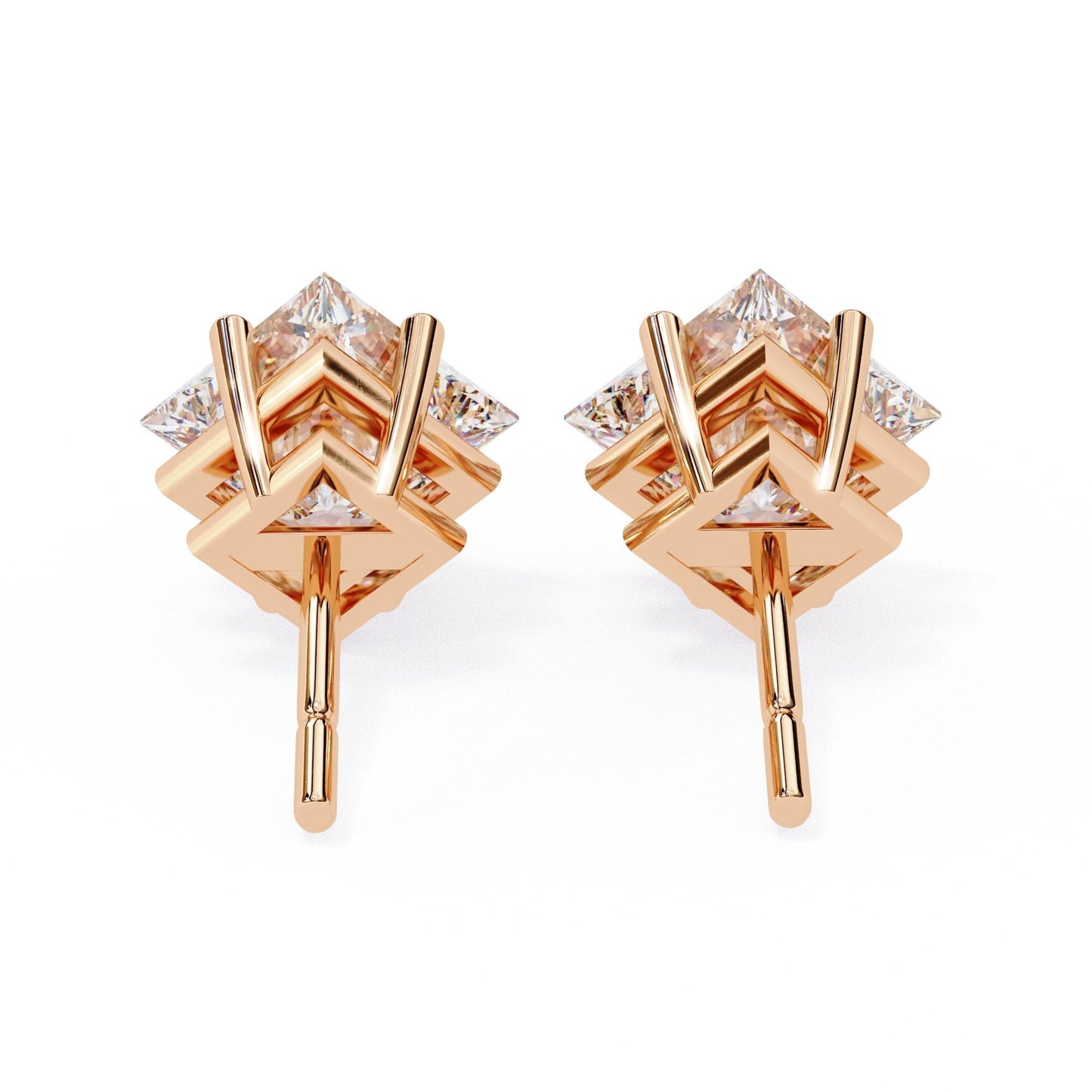 Princess cut Lab Grown Diamond Stud Earrings