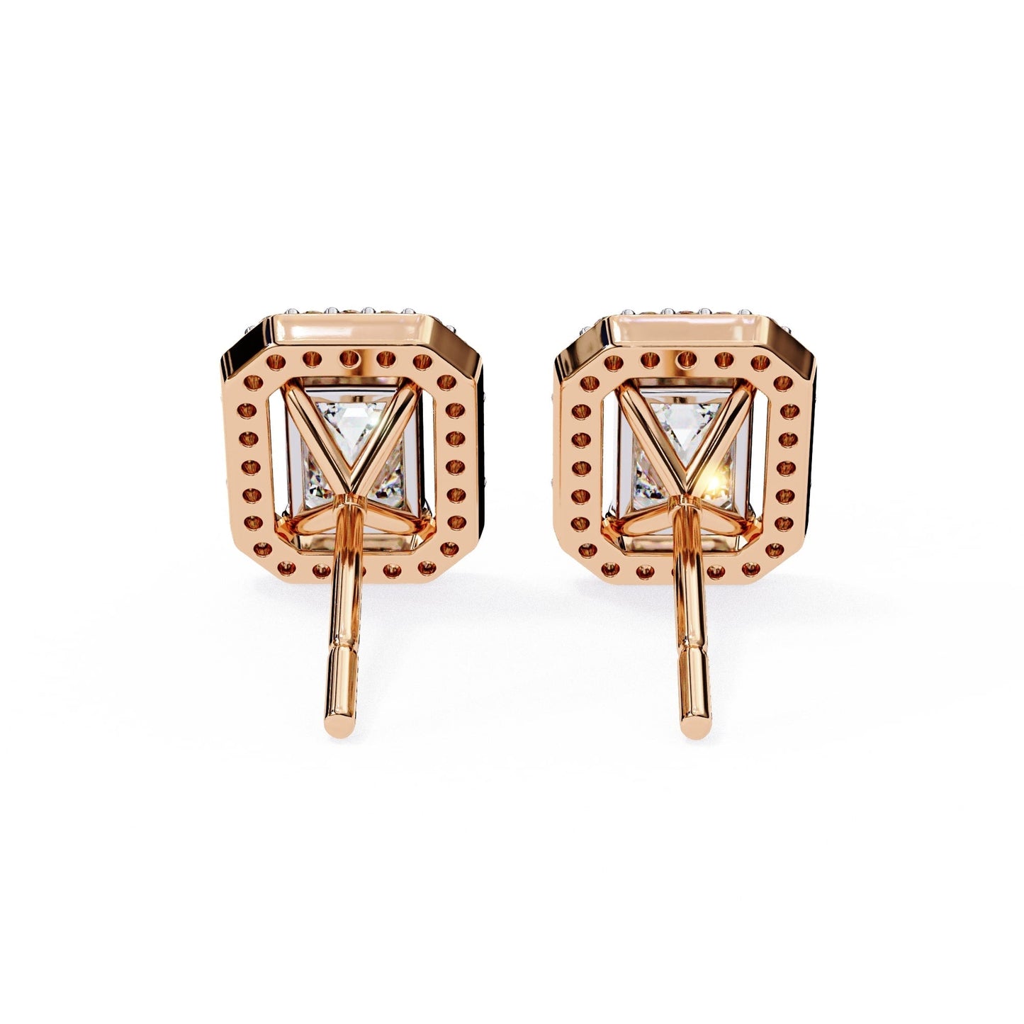 Halo Emerald Lab Diamond Stud Earrings