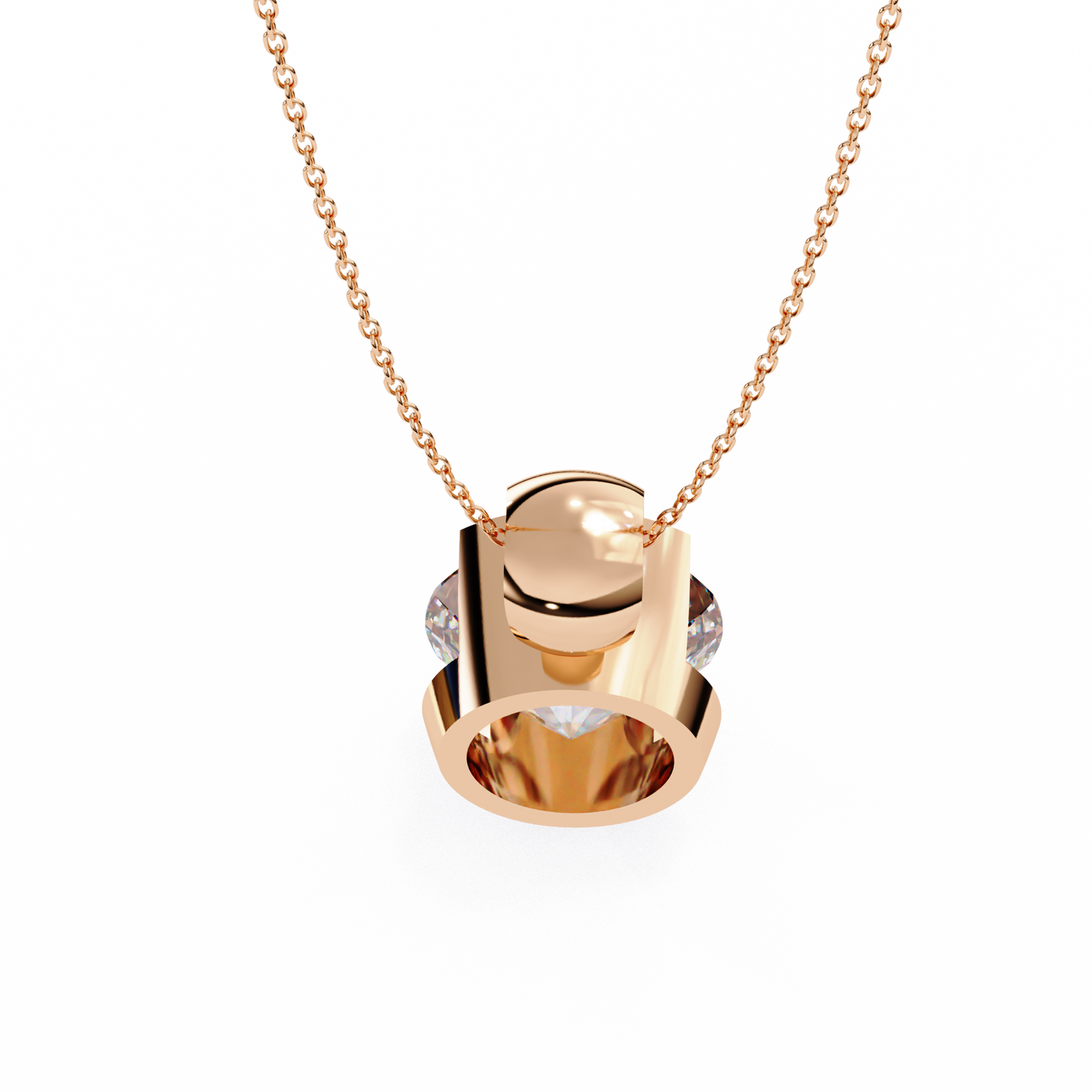 Round Lab Grown Diamond Half Bezel Pendant