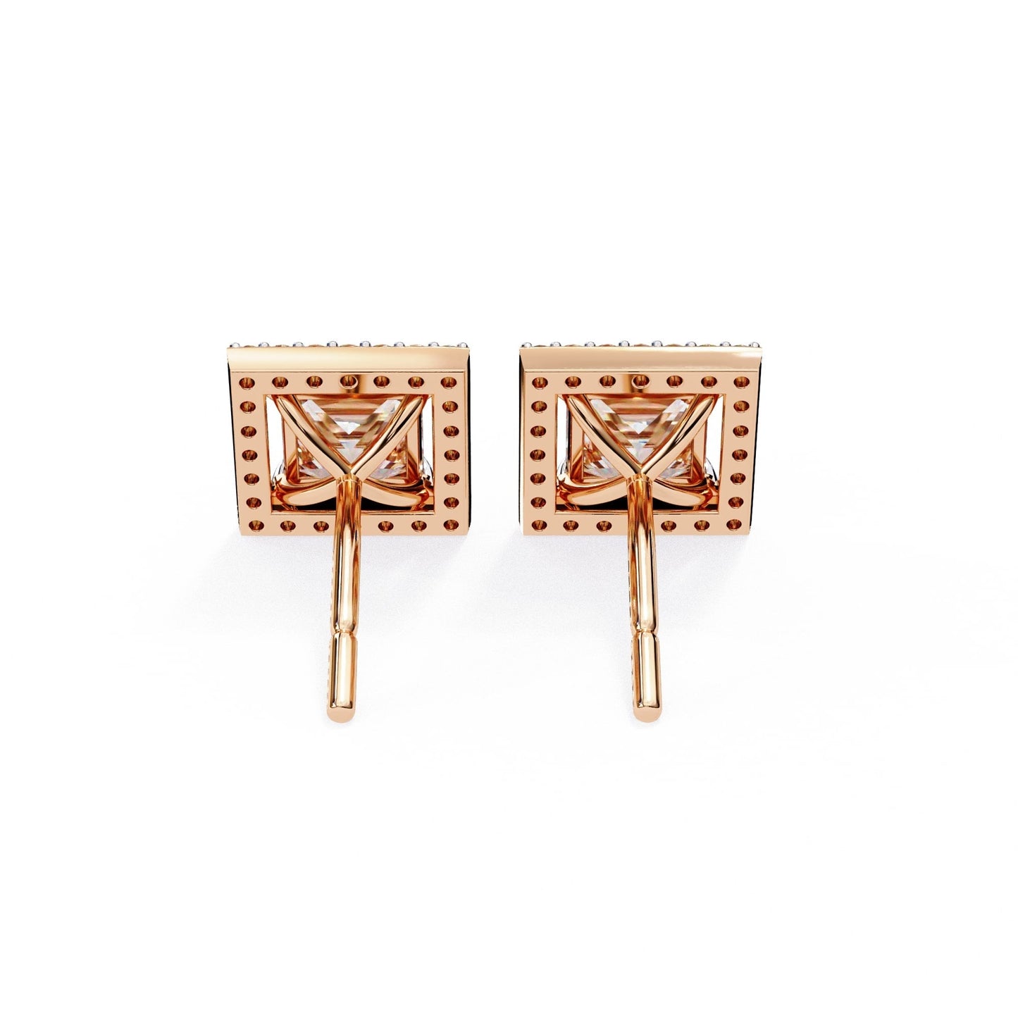 Princess Cut Lab Diamond Halo Stud Earrings
