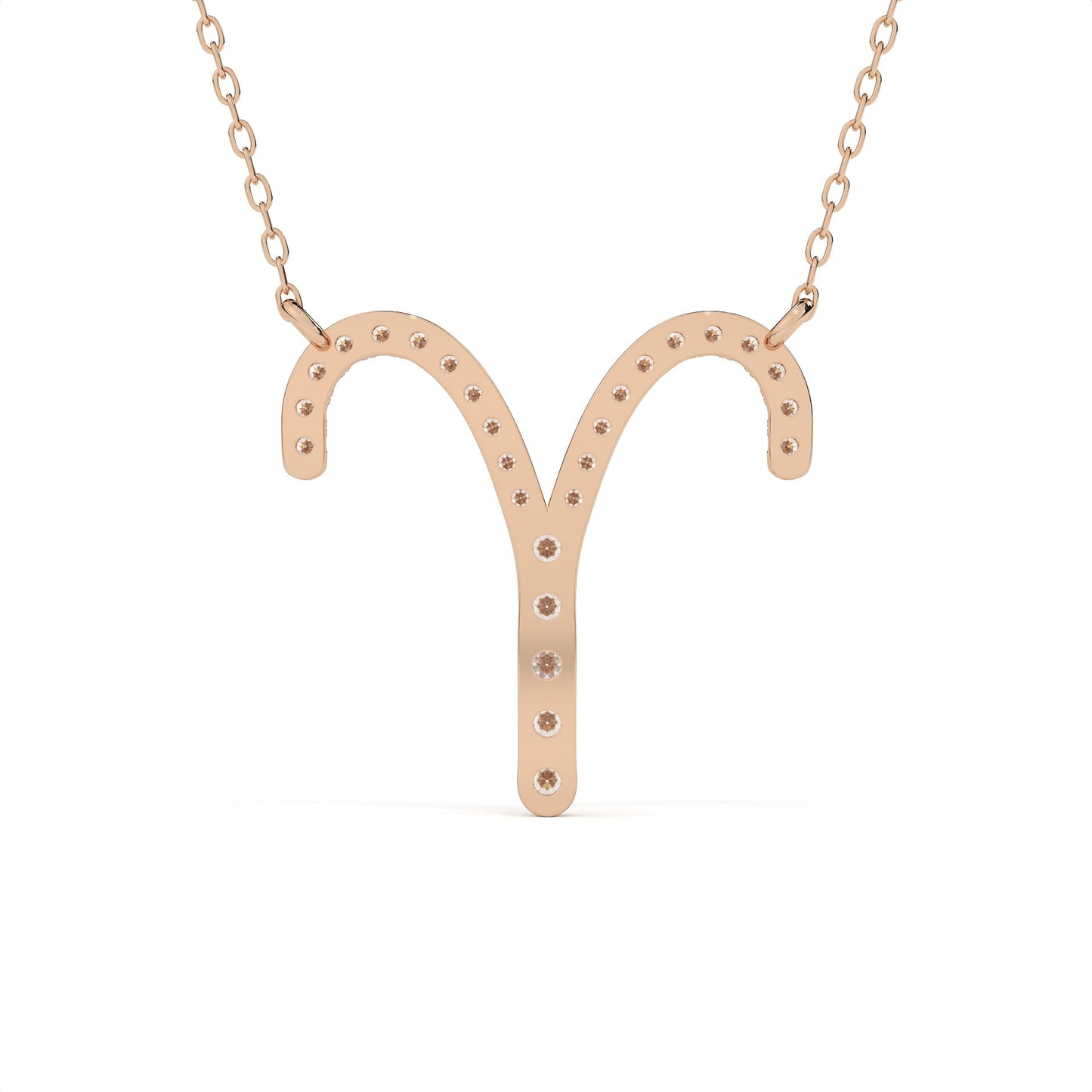 Round Diamond Aries Zodiac Sign Pendant