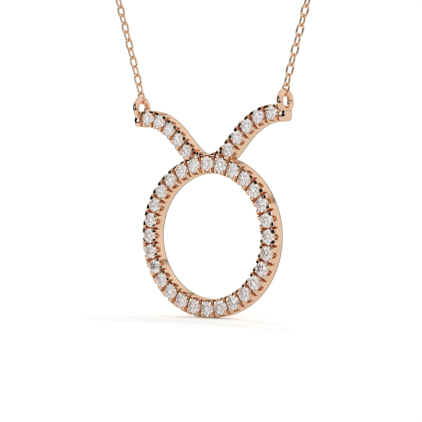 Round Cut Diamond Taurus Zodiac Pendant