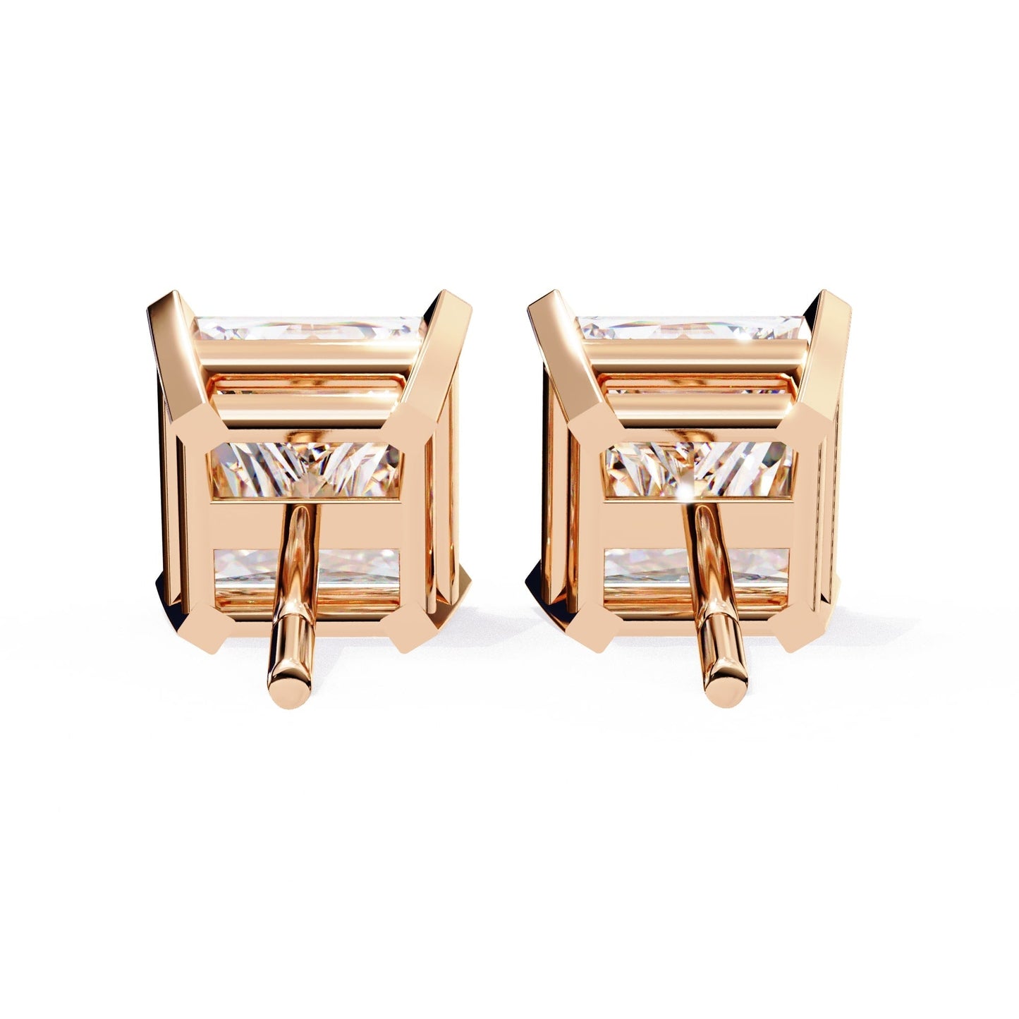 Lab Grown Princess Cut Diamond Stud with V Prong
