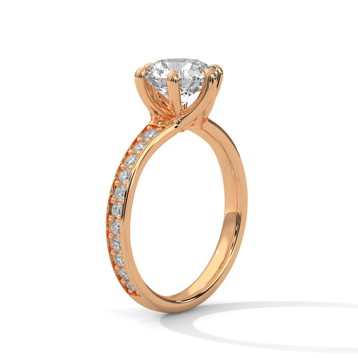 2 Carat Round Cut Lab Diamond Solitaire Accent Ring