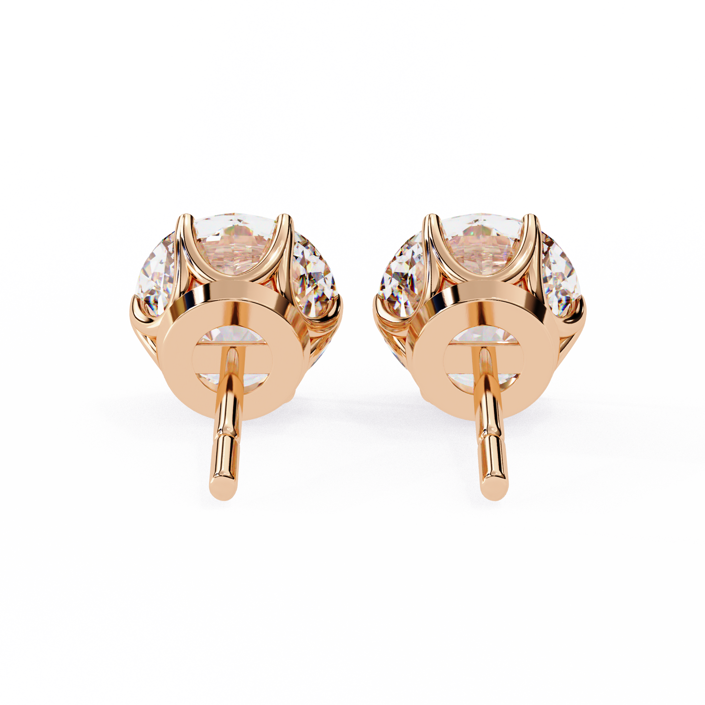 Yellow Gold Round Lab Diamond Stud Earrings