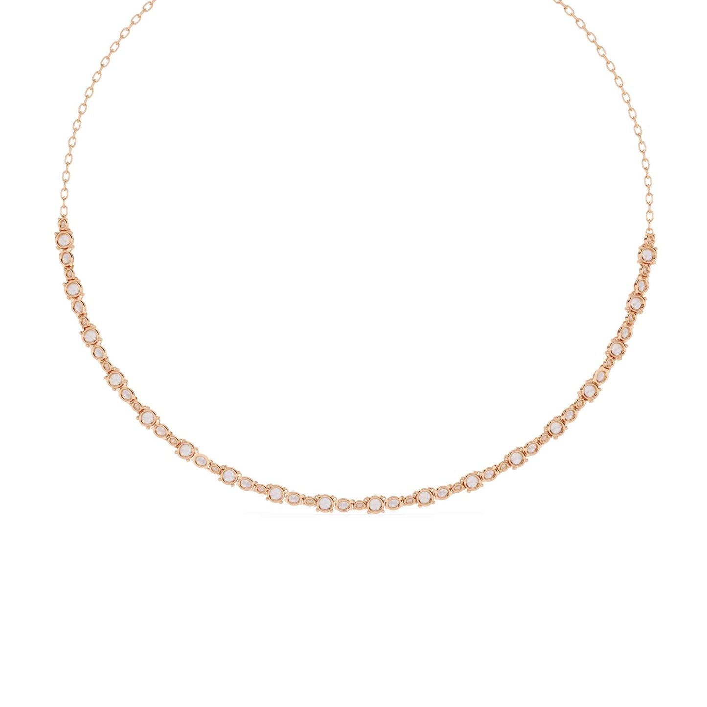 Round And Oval Cut Lab Diamond Tennis Necklace