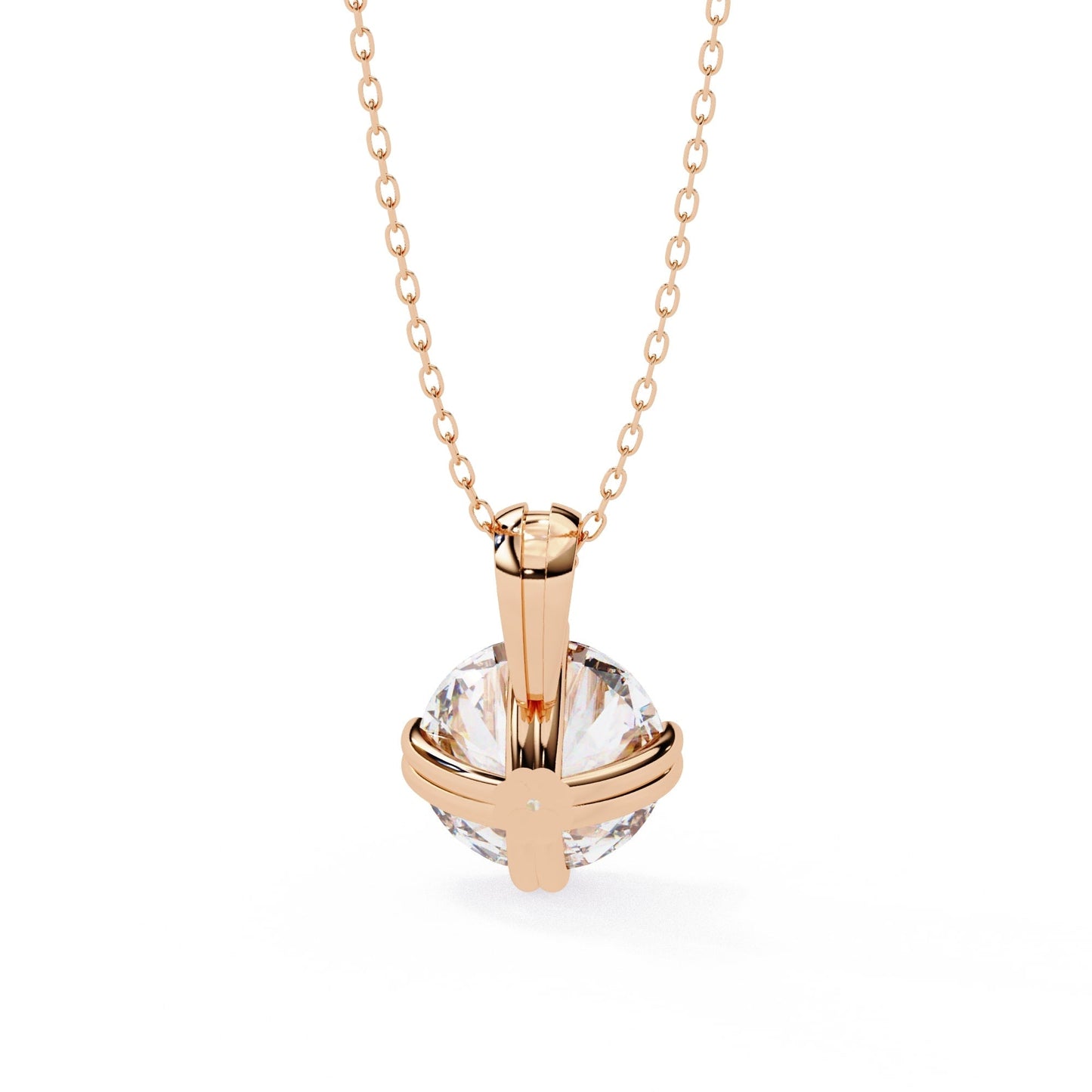 Double Prong Round Lab Grown Diamond Pendant