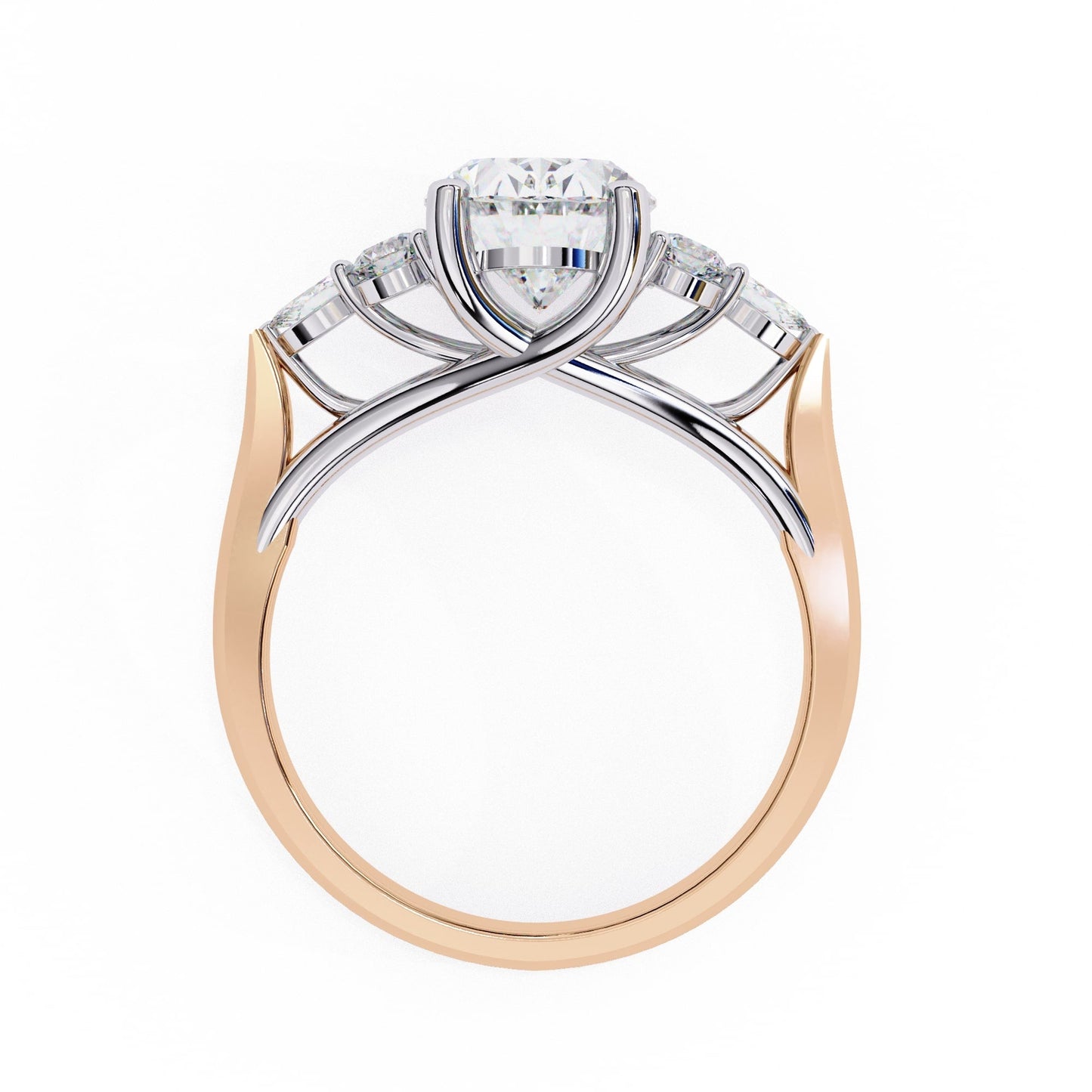 Oval Cut Lab Grown Diamond Ring With Side Stone