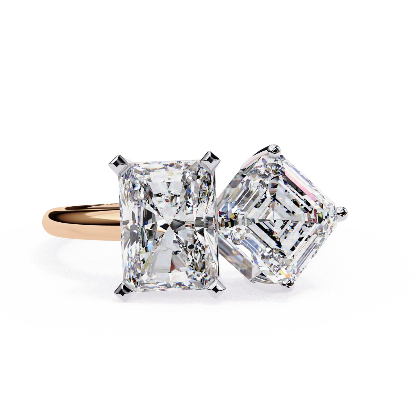 Radiant And Emerald Cut Diamond Engagement Ring