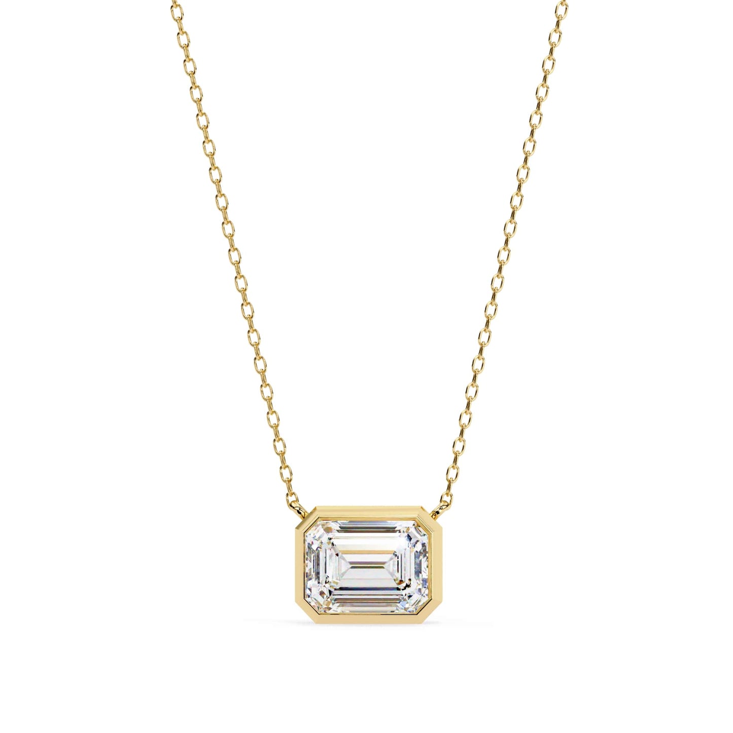 Emerald Cut Lab Grown Diamond Bezel Pendant