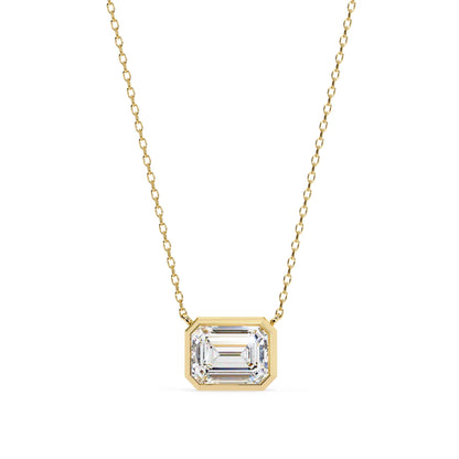Emerald Cut Lab Grown Diamond Bezel Pendant