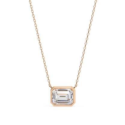 Emerald Cut Lab Grown Diamond Bezel Pendant
