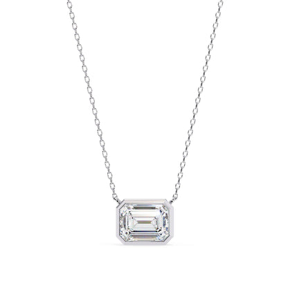 Emerald Cut Lab Grown Diamond Bezel Pendant