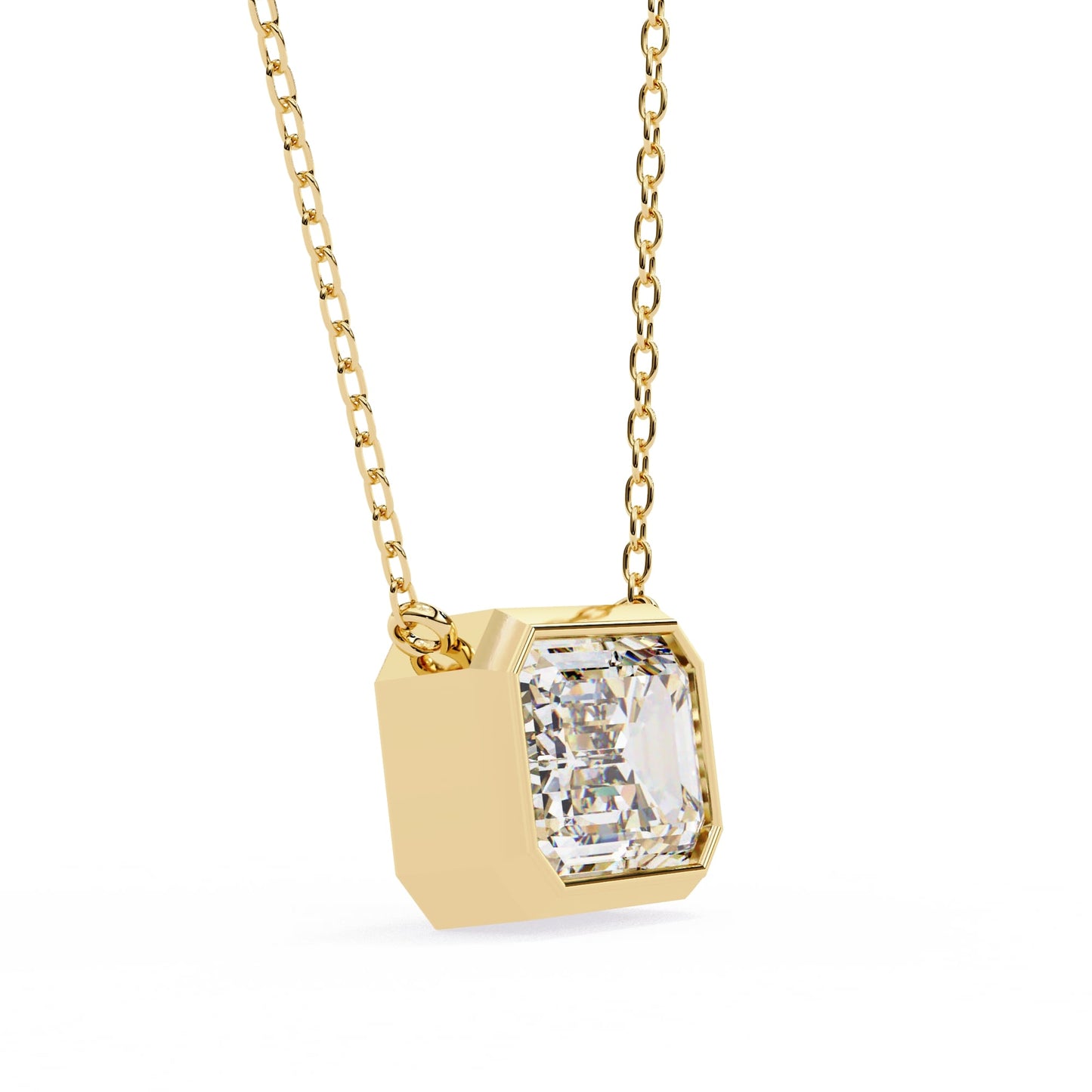 Emerald Cut Lab Grown Diamond Bezel Pendant