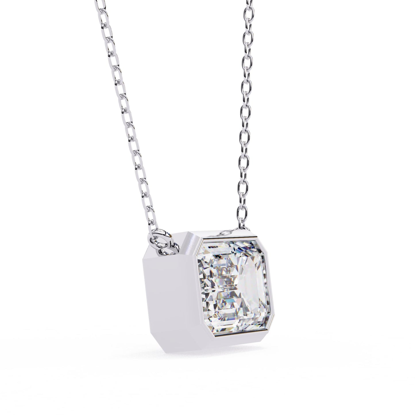 Emerald Cut Lab Grown Diamond Bezel Pendant