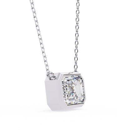 Emerald Cut Lab Grown Diamond Bezel Pendant