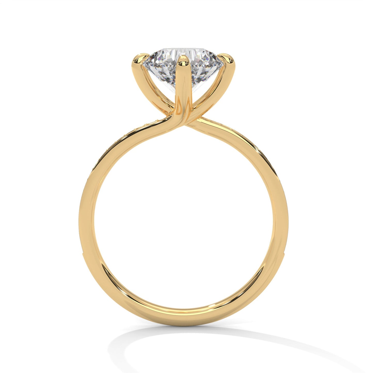 Round Lab Diamond Solitaire Accent Engagement Ring With 4 Prongs