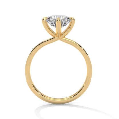 Round Lab Diamond Solitaire Accent Engagement Ring With 4 Prongs