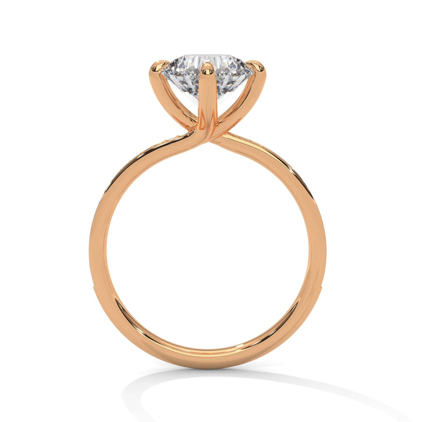 Round Lab Diamond Solitaire Accent Engagement Ring With 4 Prongs