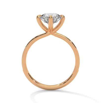 Round Lab Diamond Solitaire Accent Engagement Ring With 4 Prongs