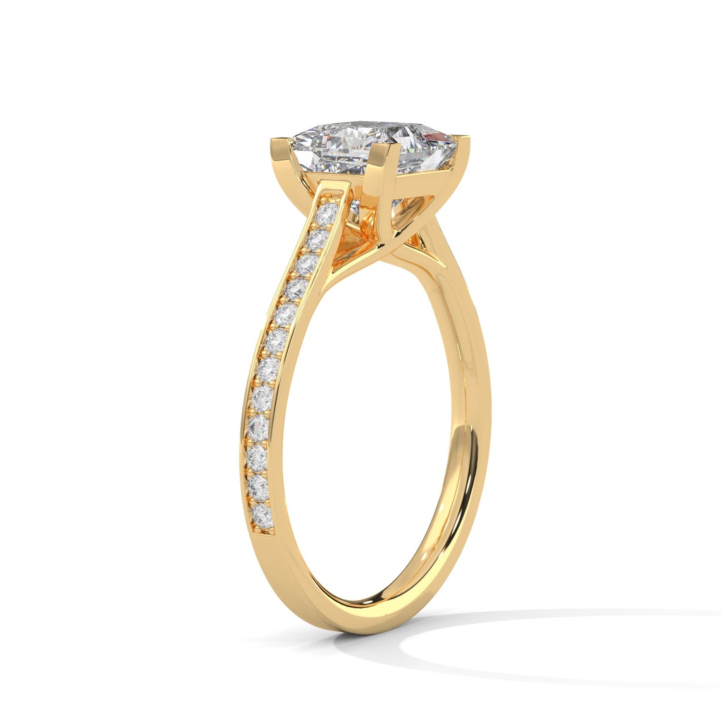 Princess Cut Lab Diamond Solitaire Accent Engagement Ring