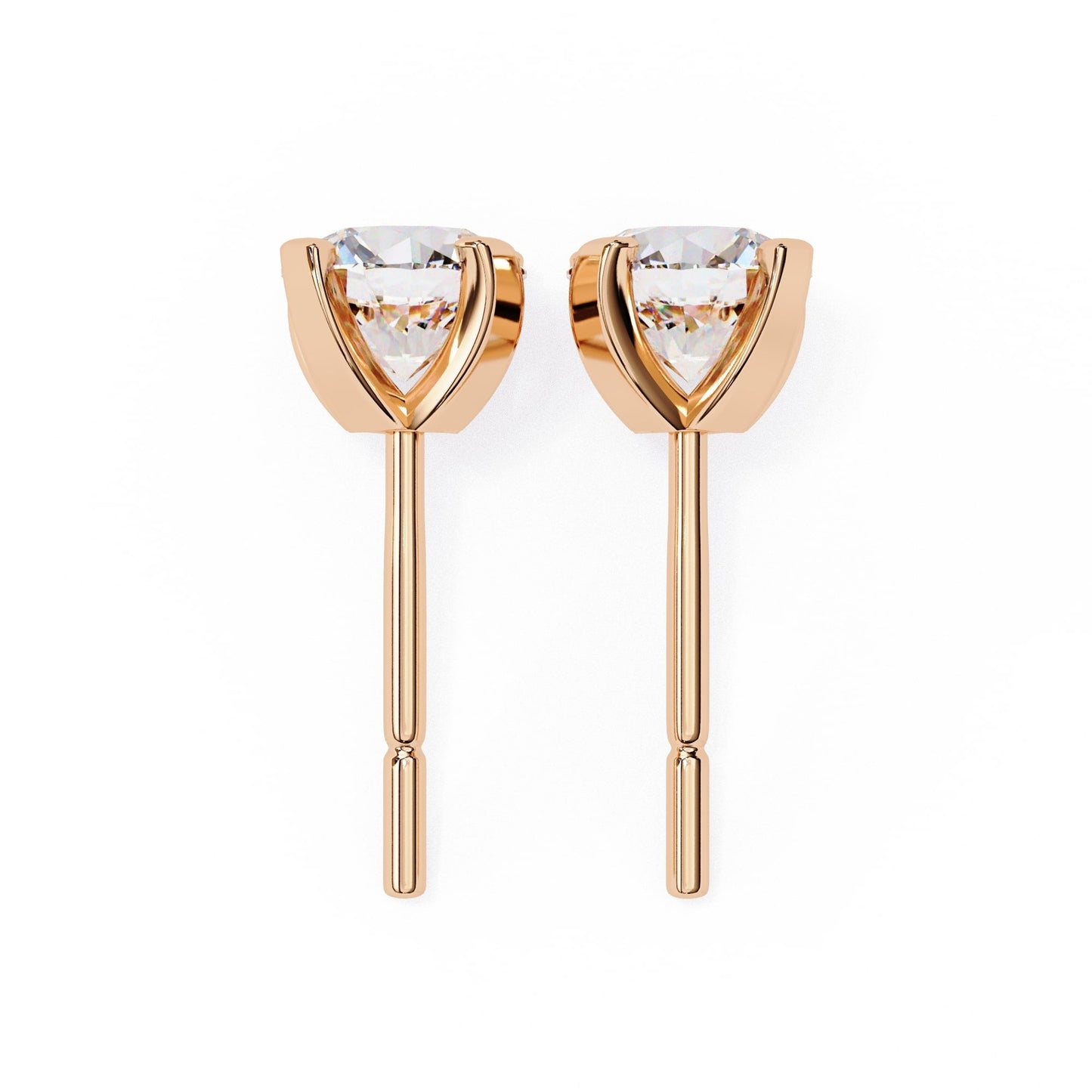Double claw Round Lab Grown Diamond Stud Earrings