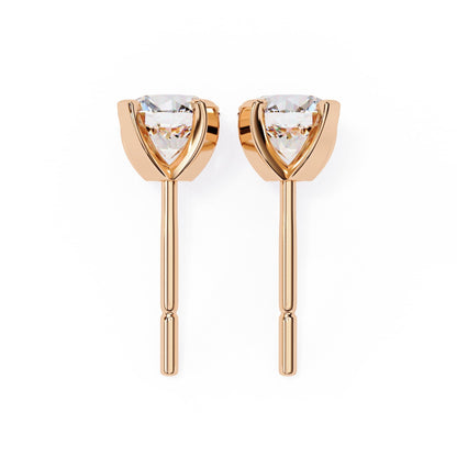 Double claw Round Lab Grown Diamond Stud Earrings