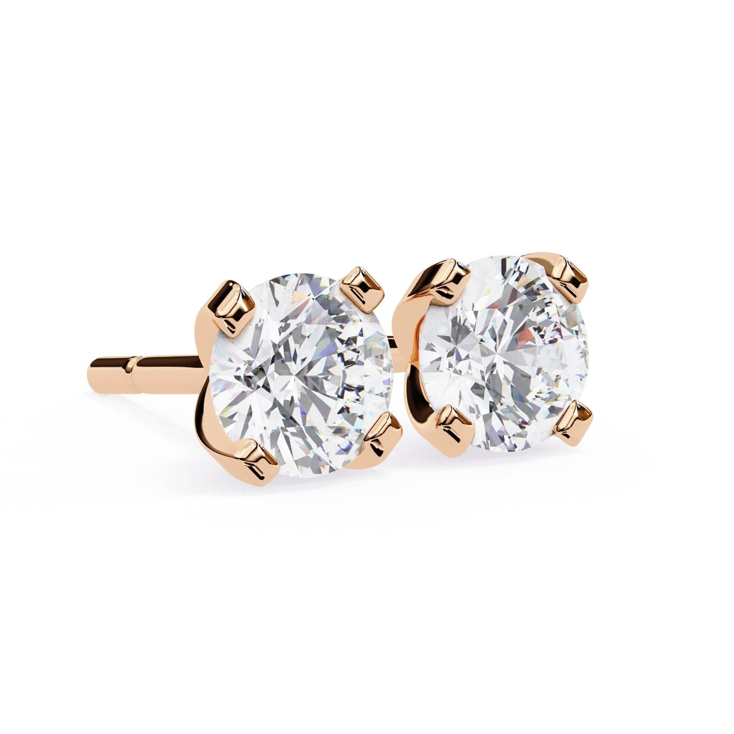 Double claw Round Lab Grown Diamond Stud Earrings