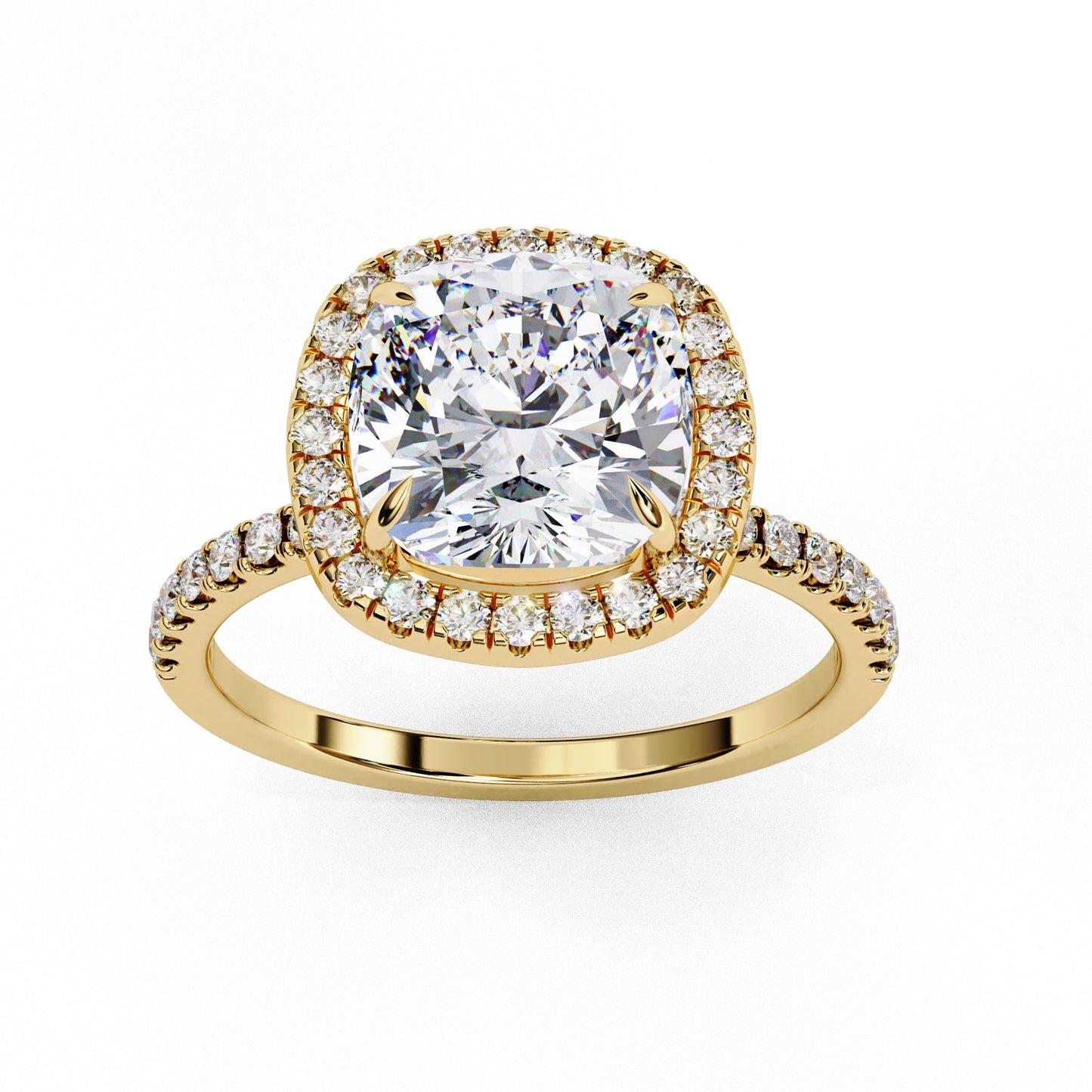 Cushion Cut Lab Diamond Halo Ring