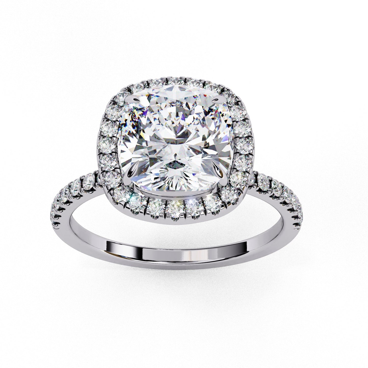 Cushion Cut Lab Diamond Halo Ring