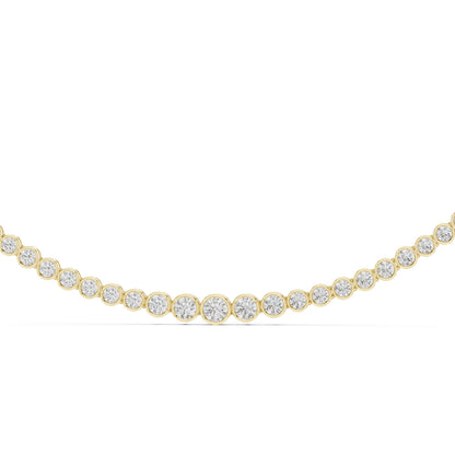 Gold necklace with diamonds on a white background