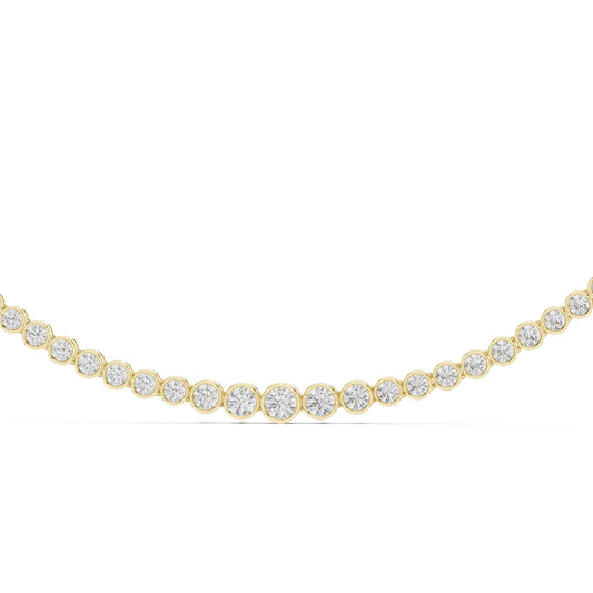 Gold necklace with diamonds on a white background