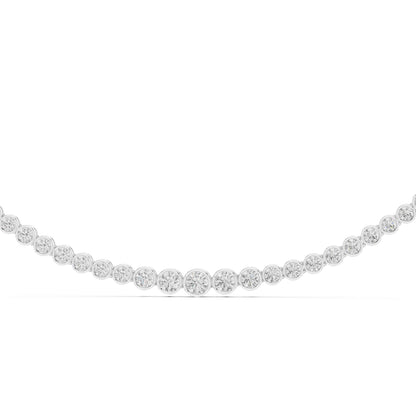 White Gold necklace with round diamonds on a white background