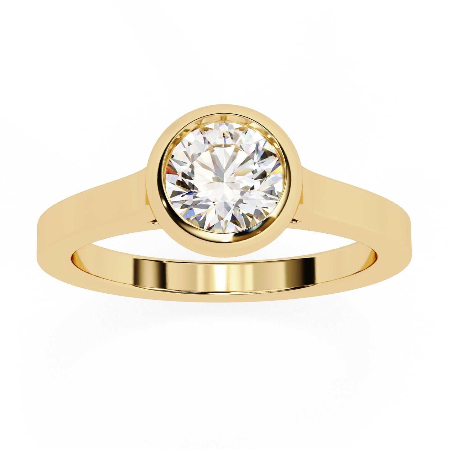 Bezel Set Round Cut Diamond Solitaire Ring