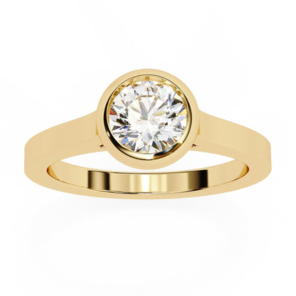 Bezel Set Round Cut Diamond Solitaire Ring