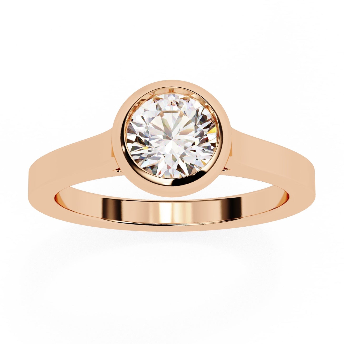 Bezel Set Round Cut Diamond Solitaire Ring