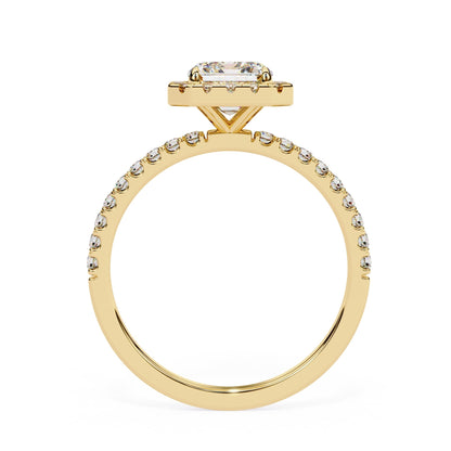 Classic Emerald Diamond Halo Engagement Ring