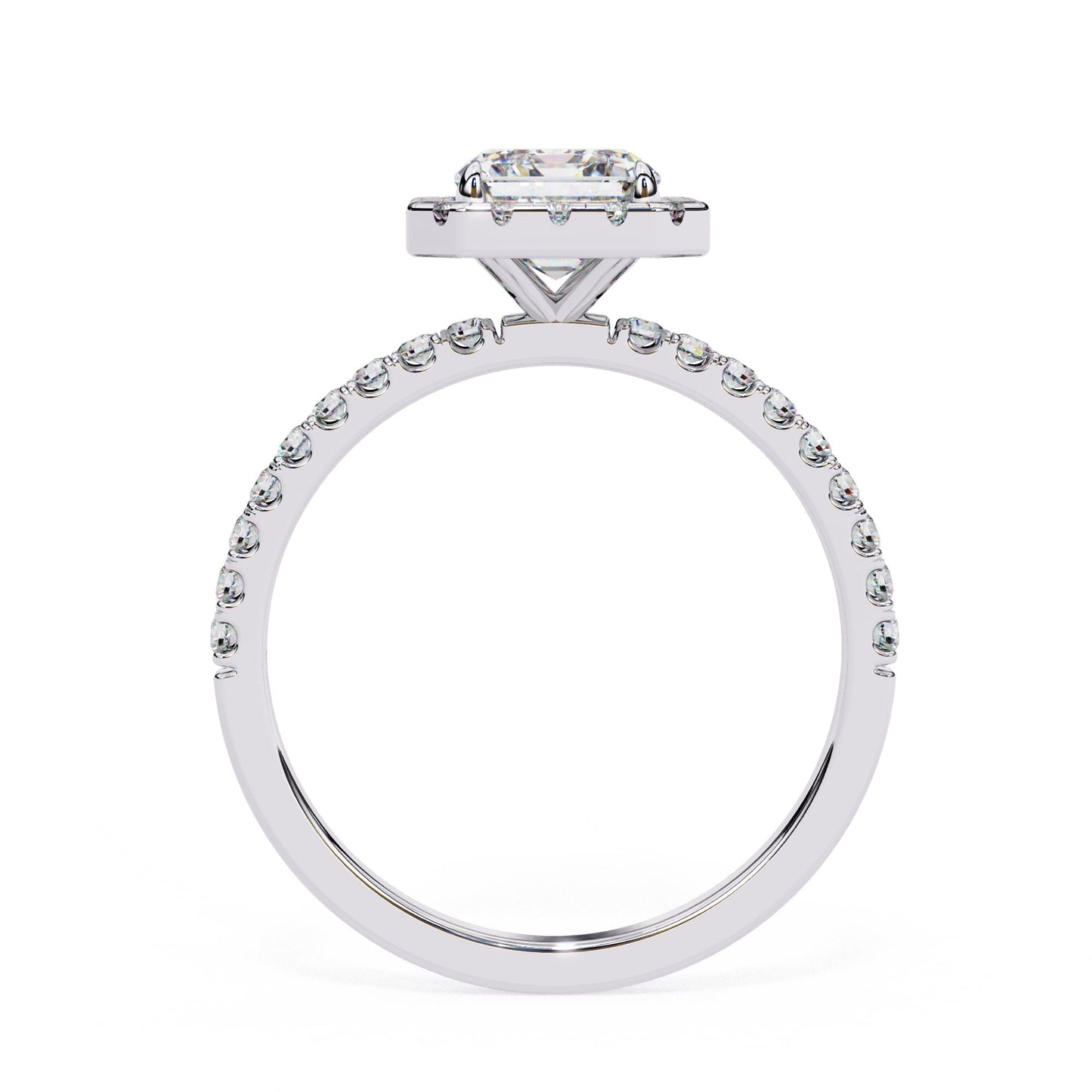 Classic Emerald Diamond Halo Engagement Ring