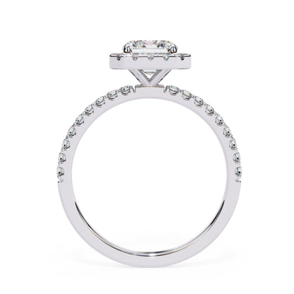 Classic Emerald Diamond Halo Engagement Ring
