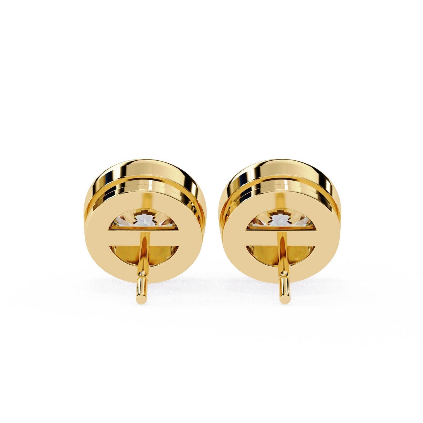 Round Lab Diamond Bezel Stud Diamond Earrings
