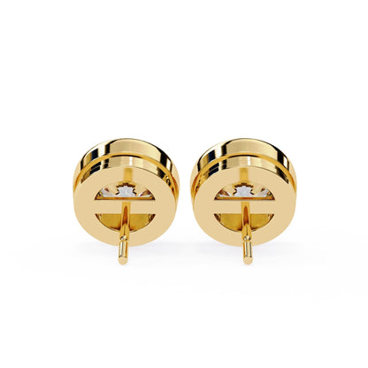 Round Lab Diamond Bezel Stud Diamond Earrings