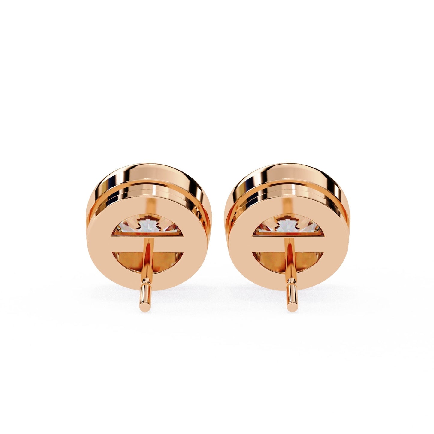 Round Lab Diamond Bezel Stud Diamond Earrings
