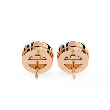 Round Lab Diamond Bezel Stud Diamond Earrings
