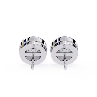 Round Lab Diamond Bezel Stud Diamond Earrings