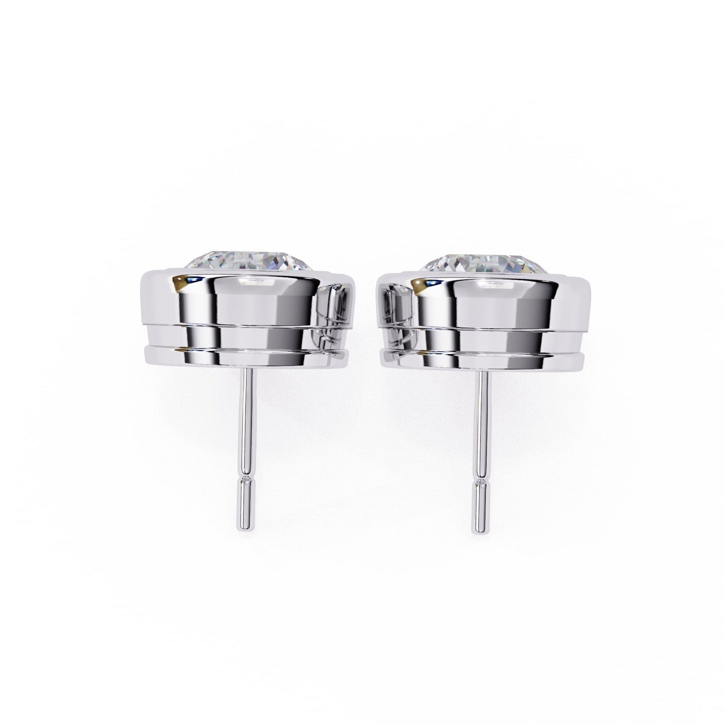 Round Lab Diamond Bezel Stud Diamond Earrings