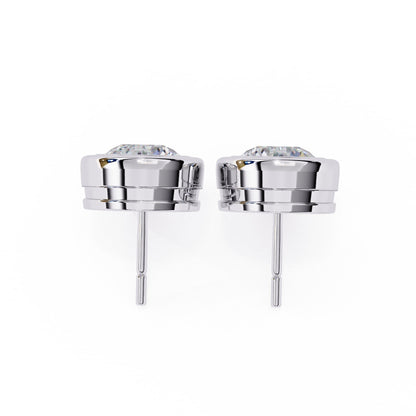 Round Lab Diamond Bezel Stud Diamond Earrings