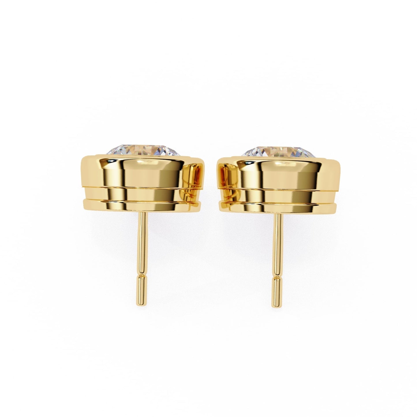 Round Lab Diamond Bezel Stud Diamond Earrings