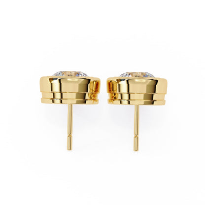Round Lab Diamond Bezel Stud Diamond Earrings