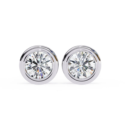 Round Lab Diamond Bezel Stud Diamond Earrings