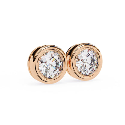 Round Lab Diamond Bezel Stud Diamond Earrings